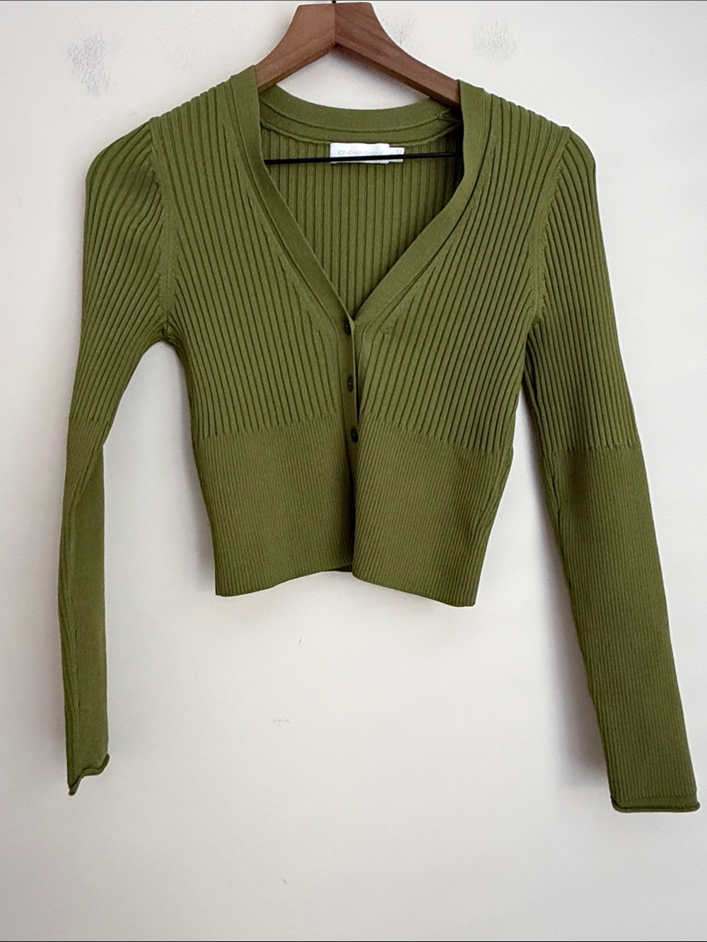 JONATHAN SIMKHAI ailany shrunken cardigan green ribbed long sleeve M